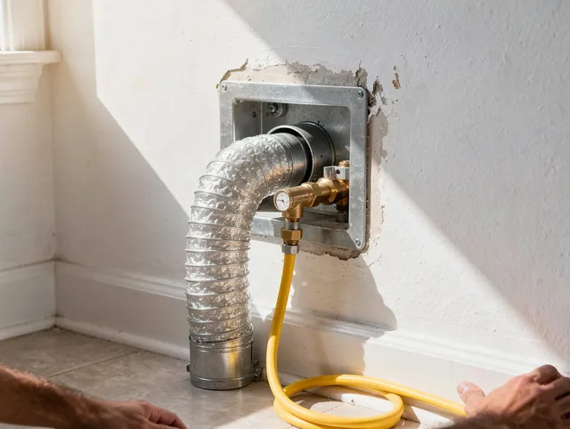 Green Dryer Vent Cleaning certified technician performing specialized gas dryer vent cleaning in Green